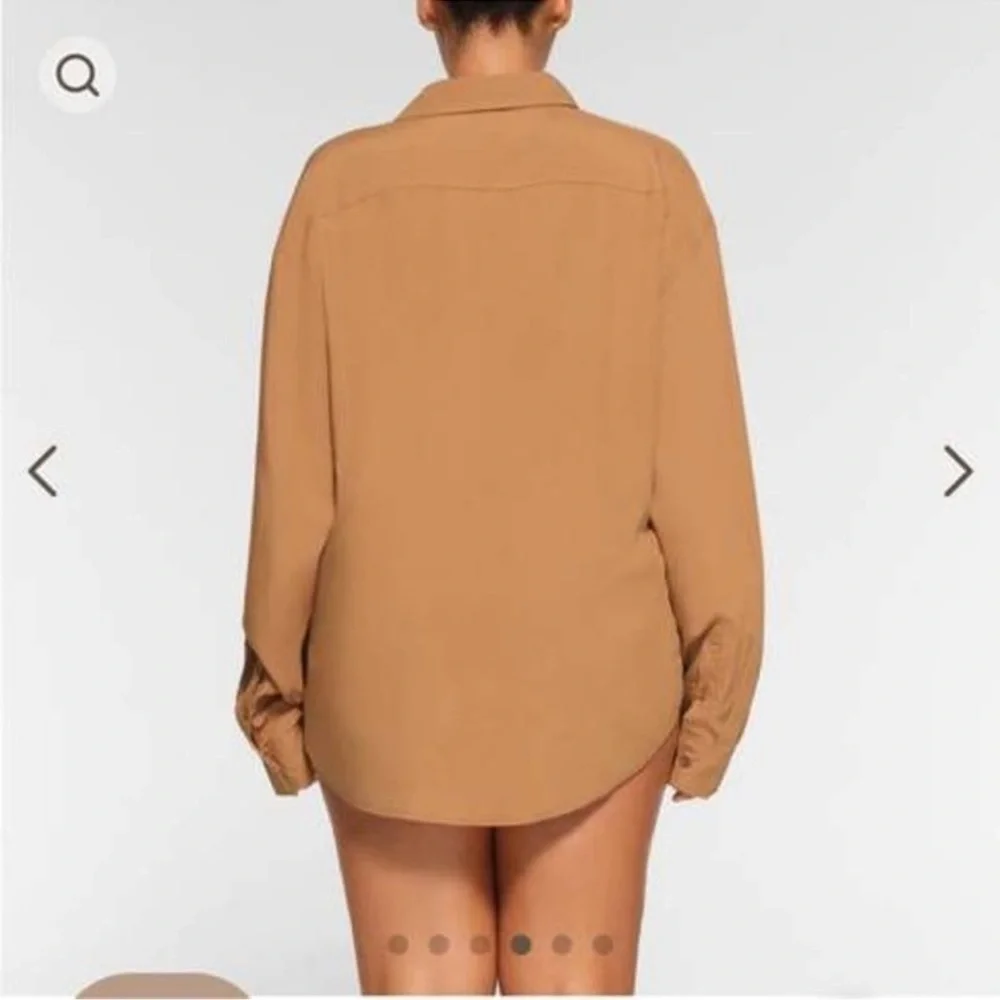 - New Skims Cover Ups Long Sleeve Button Up Shirt OCHRE NWT